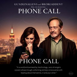 A visually striking movie poster for a film starring Sally Hawkins and Jim Broadbent, featuring an artistic representation of the phone call theme