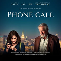 A visually striking movie poster for a film starring Sally Hawkins and Jim Broadbent, featuring an artistic representation of the phone call theme