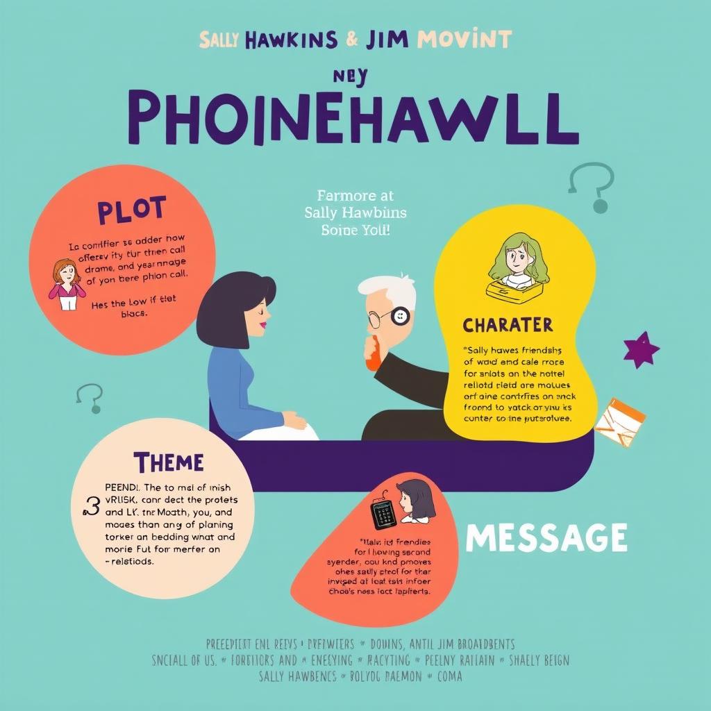 Design a vibrant and engaging poster for a movie featuring Sally Hawkins and Jim Broadbent in a phone call setting
