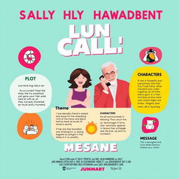 Design a vibrant and engaging poster for a movie featuring Sally Hawkins and Jim Broadbent in a phone call setting