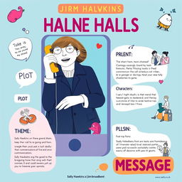 Design a vibrant and engaging poster for a movie featuring Sally Hawkins and Jim Broadbent in a phone call setting