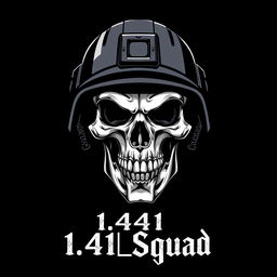 A striking image of a skull wearing a modern military helmet, with a sleek black background