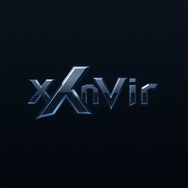 A sleek, futuristic logo design for the name 'XanVir', combining sharp, angular typography with a modern aesthetic