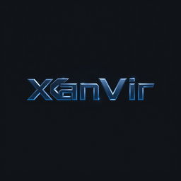A sleek, futuristic logo design for the name 'XanVir', combining sharp, angular typography with a modern aesthetic