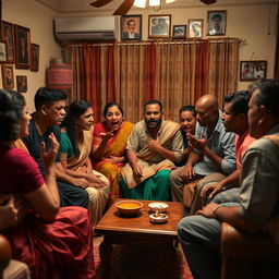 A tense scene in an Indian household where a family is arguing