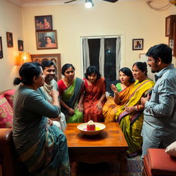 A tense scene in an Indian household where a family is arguing