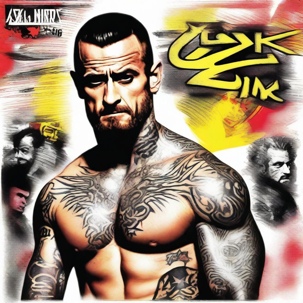 A high-quality digital art image showcasing CM Punk, the renowned professional wrestler, in the spotlight