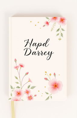 an aesthetic book cover design suitable for a diary, featuring a soft pastel color palette with floral patterns, delicate watercolor illustrations of flowers and leaves, an elegant handwritten font for the title centered at the top, and subtle gold foil embellishments for a touch of luxury, with a textured paper background to enhance the tactile quality