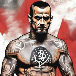 A high-quality digital art image showcasing CM Punk, the renowned professional wrestler, in the spotlight