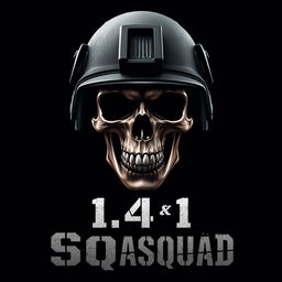 An impactful image featuring a skull adorned with a modern military helmet, prominently set against a deep black background