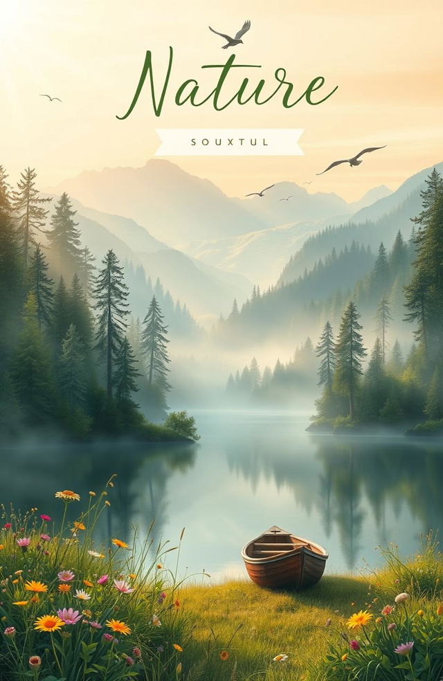 An aesthetic and unique novel cover centered around the theme of nature