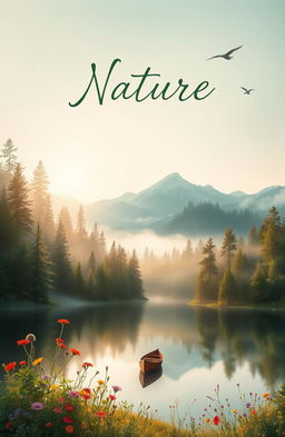 An aesthetic and unique novel cover centered around the theme of nature