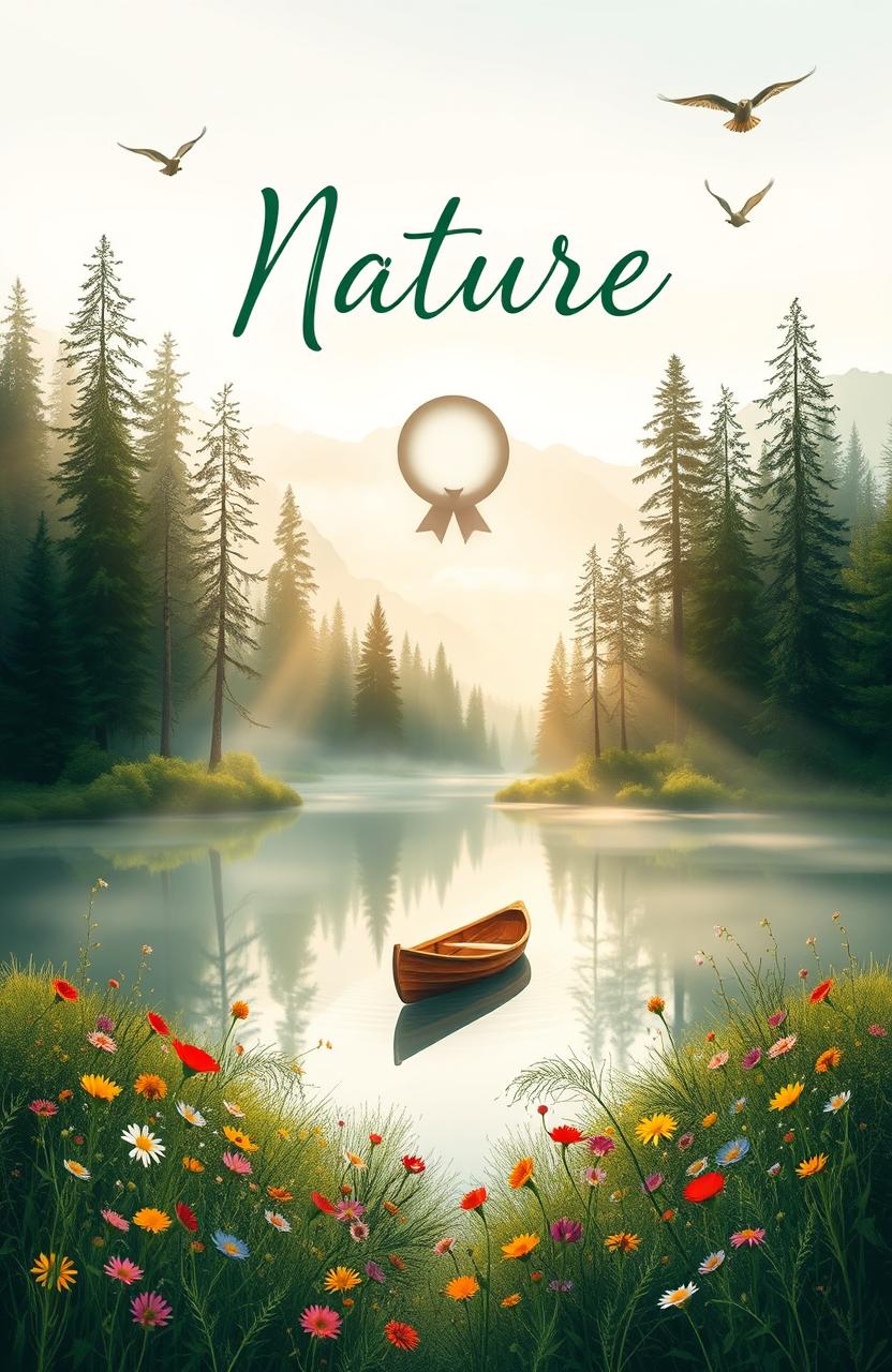 An aesthetic and unique novel cover centered around the theme of nature