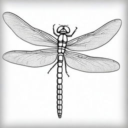 A charming, high-quality pencil drawing in a cartoon style, showcasing a dragonfly