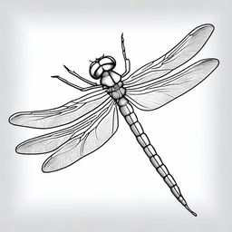 A charming, high-quality pencil drawing in a cartoon style, showcasing a dragonfly