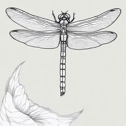 A charming, high-quality pencil drawing in a cartoon style, showcasing a dragonfly