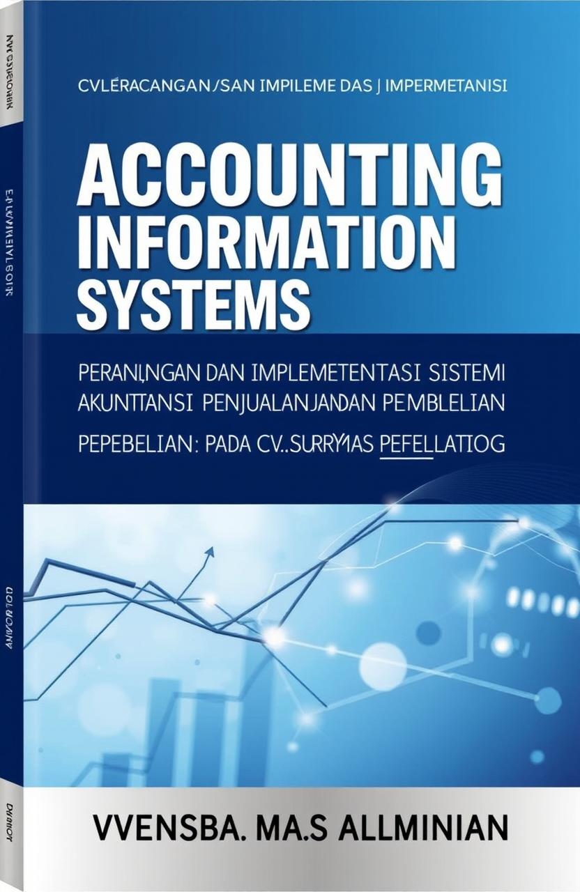 A book cover for a textbook on accounting information systems, titled "PERANCANGAN DAN IMPLEMENTASI SISTEM INFORMASI AKUNTANSI PENJUALAN DAN PEMBELIAN PADA CV