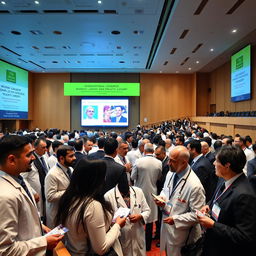 A vibrant and informative scene depicting the International Congress of Rhinoplasty and Plastic Surgery held in Kermanshah, Iran