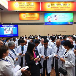 A vibrant and informative scene depicting the International Congress of Rhinoplasty and Plastic Surgery held in Kermanshah, Iran