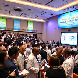 A vibrant and informative scene depicting the International Congress of Rhinoplasty and Plastic Surgery held in Kermanshah, Iran