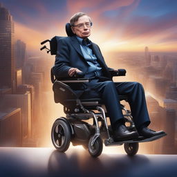 This high-quality digital art piece depicts Stephen Hawking as a superhero