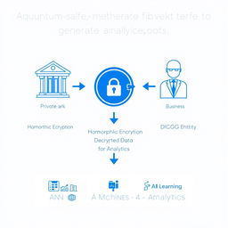 A conceptual diagram illustrating a quantum-safe method to generate analytical reports