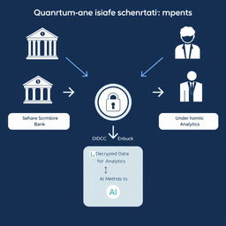 A conceptual diagram illustrating a quantum-safe method to generate analytical reports
