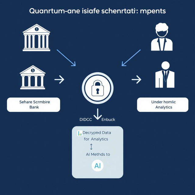 A conceptual diagram illustrating a quantum-safe method to generate analytical reports