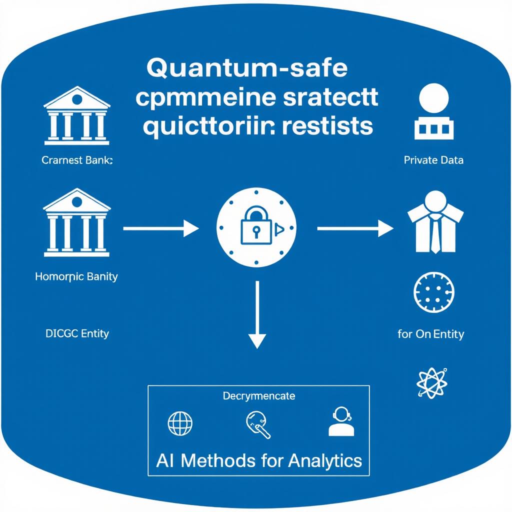 A conceptual diagram illustrating a quantum-safe method to generate analytical reports