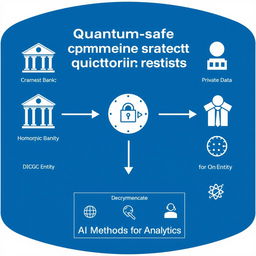 A conceptual diagram illustrating a quantum-safe method to generate analytical reports