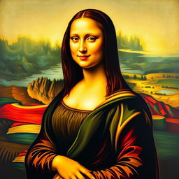 A reinterpretation of the classic Mona Lisa painting featuring her with a fit and alluring physique