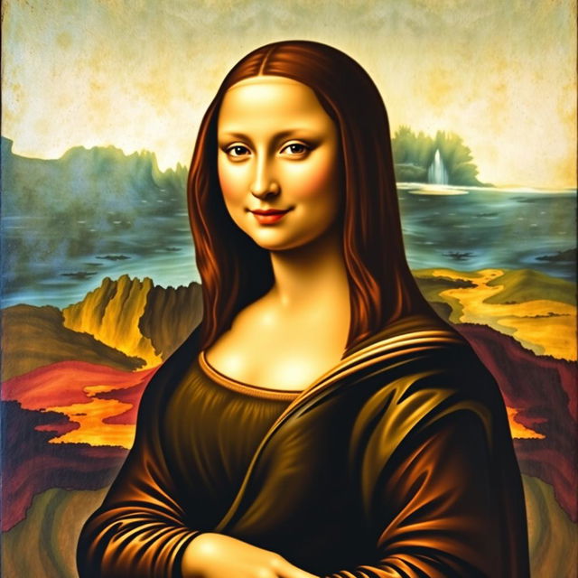 A reinterpretation of the classic Mona Lisa painting featuring her with a fit and alluring physique