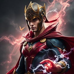 A male version of Scarlet Witch, featuring a striking and powerful pose