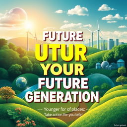 A visually striking poster designed for future generations, incorporating vibrant colors and modern graphic design elements