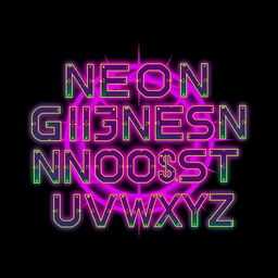 Design a striking font set inspired by the theme of 'Neon Genesis Evangelion', featuring a futuristic and mecha aesthetic that captures the essence of the series