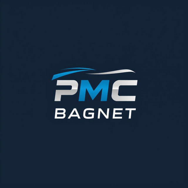 A modern and sleek logo design for a fictional company named 'PMC BAGNET'