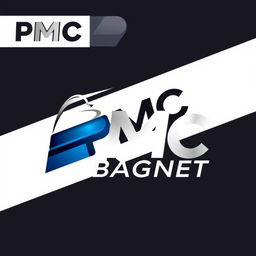 A modern and sleek logo design for a fictional company named 'PMC BAGNET'