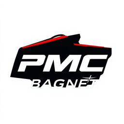 A striking logo design for the brand 'PMC BAGNET' utilizing a bold color palette of red and black