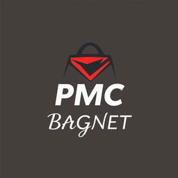 A striking logo design for the brand 'PMC BAGNET' utilizing a bold color palette of red and black