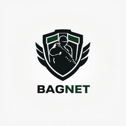 A sleek and modern logo design for a Private Military Company named 'BAGNET'
