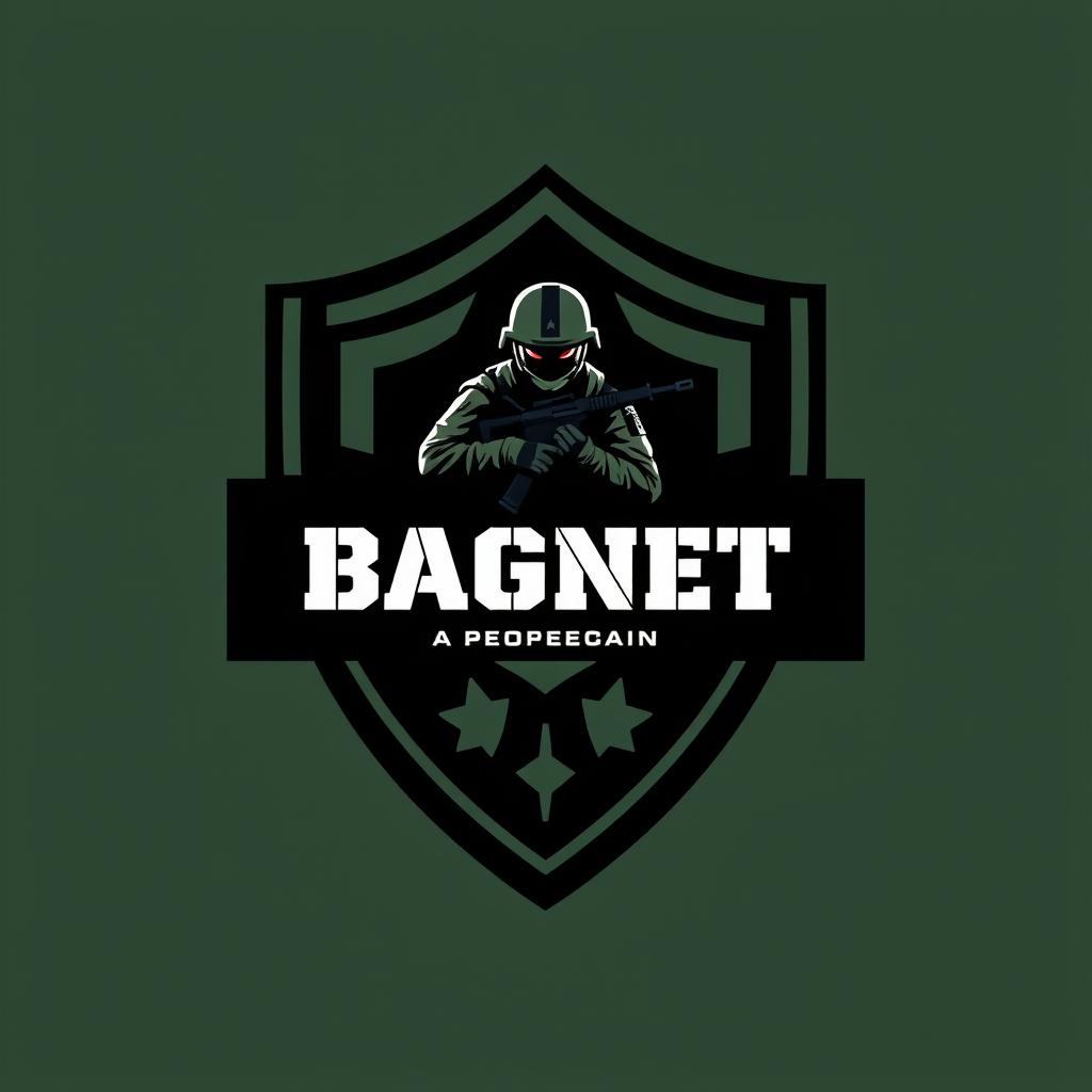 A sleek and modern logo design for a Private Military Company named 'BAGNET'