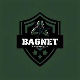 A sleek and modern logo design for a Private Military Company named 'BAGNET'