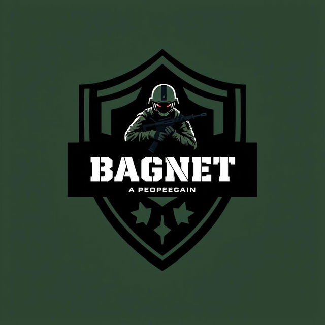 A sleek and modern logo design for a Private Military Company named 'BAGNET'