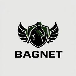 A sleek and modern logo design for a Private Military Company named 'BAGNET'