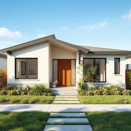 A simple and elegant house design featuring a modern aesthetic with clean lines and a minimalist approach