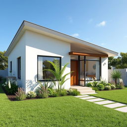 A simple and elegant house design featuring a modern aesthetic with clean lines and a minimalist approach