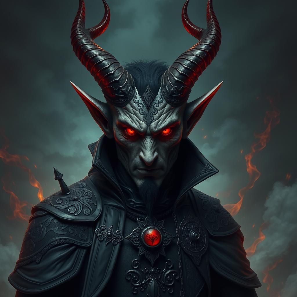 A striking and artistic representation of a devil, showcasing a fierce and commanding presence