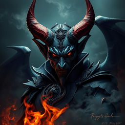 A striking and artistic representation of a devil, showcasing a fierce and commanding presence
