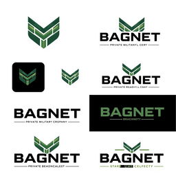 A collection of logo designs for a Private Military Company named 'BAGNET'