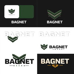 A collection of logo designs for a Private Military Company named 'BAGNET'